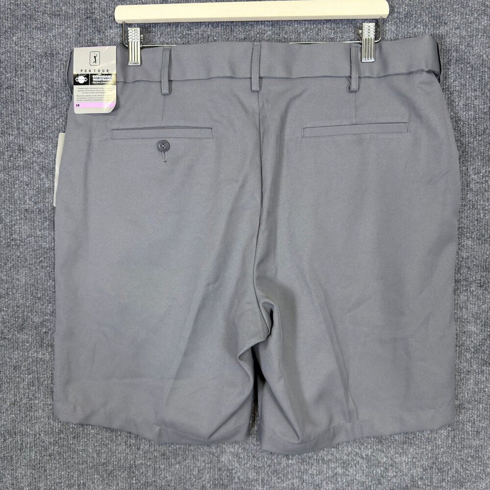 PGA Tour Mens Golf Shorts 38 Gray Flat Front Expandable Waistband UPF 50 NWT
